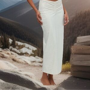 WeWoreWhat NWOT Off White Crystal Midi Skirt